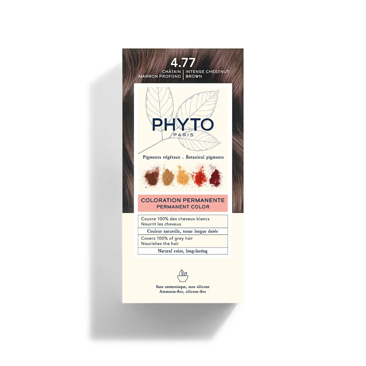 Phyto Phytocolor 4.77 Castano Marrone Intenso Colorazione Permanente Senza Ammoniaca 100% Copertura Capelli Bianchi