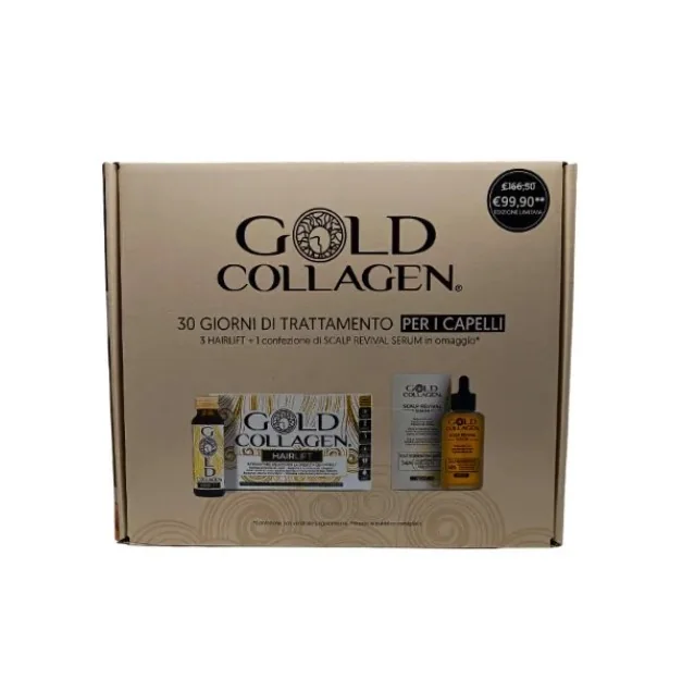 Gold Collagen Box Hair Lift 30 Flaconcini + Scalp Revival Serum 100 ml Capelli forti e luminosi