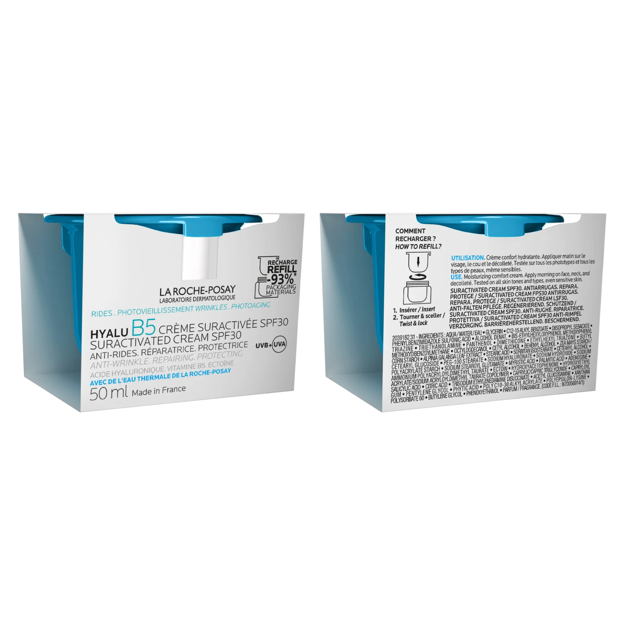 La Roche-Posay Hyalu B5 Crema Spf30 50 Ml Formato Ricarica Crema anti-Rughe Riparatrice con SPF