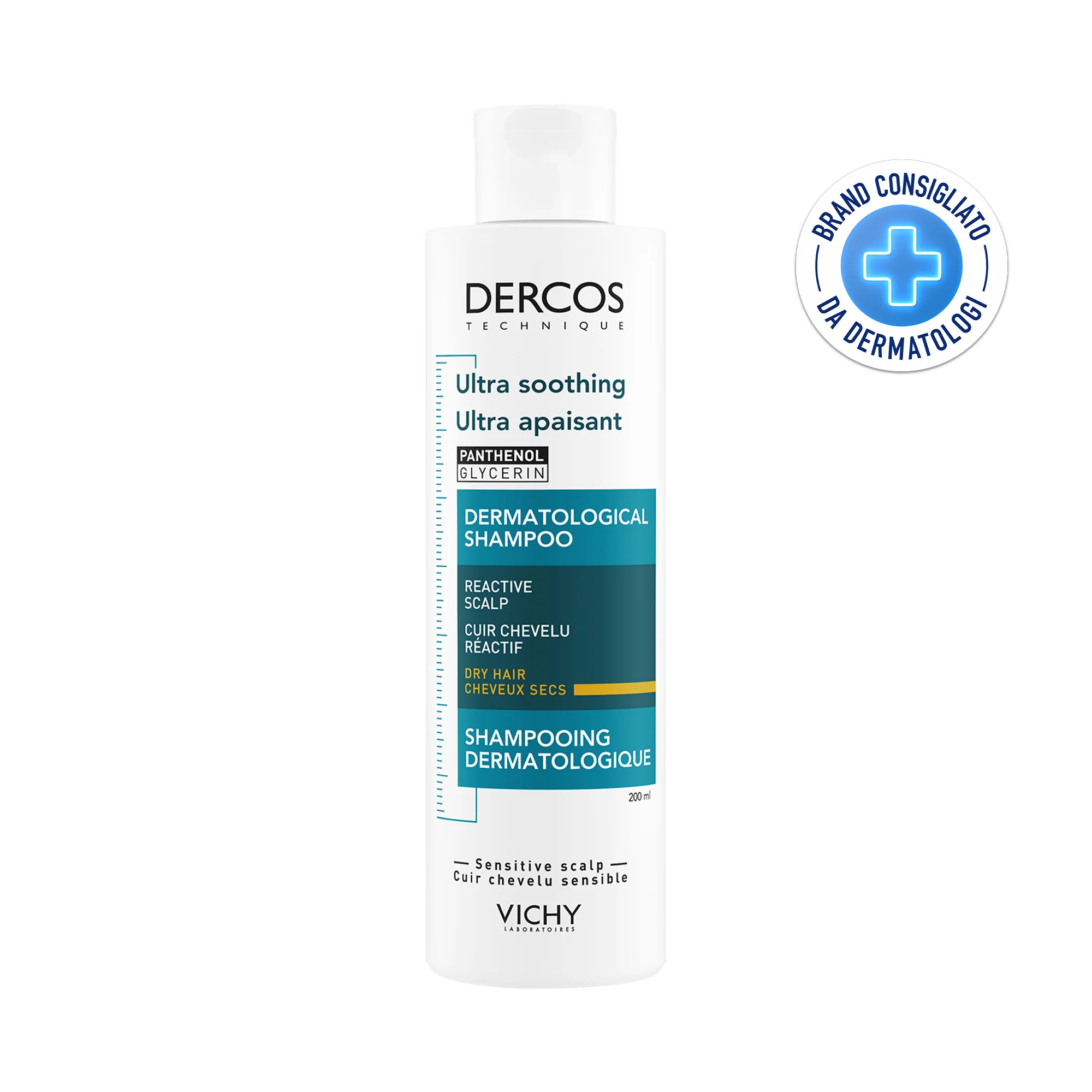 Vichy Dercos Shampoo Ultra-Lenitivo 200 Ml Cuoio capelluto reattivo capelli secchi