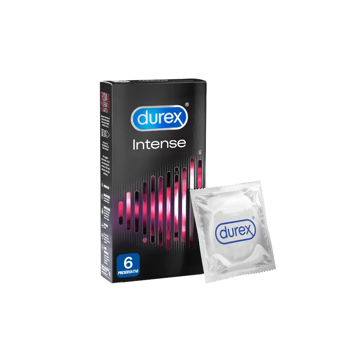 Durex Intense Preservativi 6 Pezzi Con Rilievi e Nervature Stimolanti