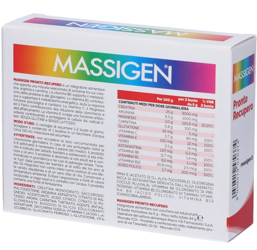 Massigen Pronto Recupero 14 Bustine 6 g Stanchezza e Affaticamento