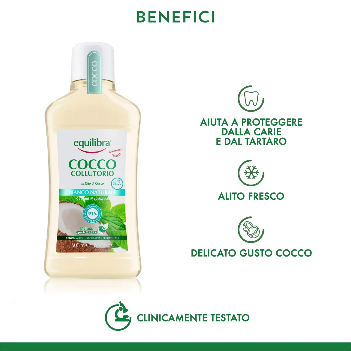 Equilibra Cocco Collutorio Bianco Naturale 500 ml Delicato