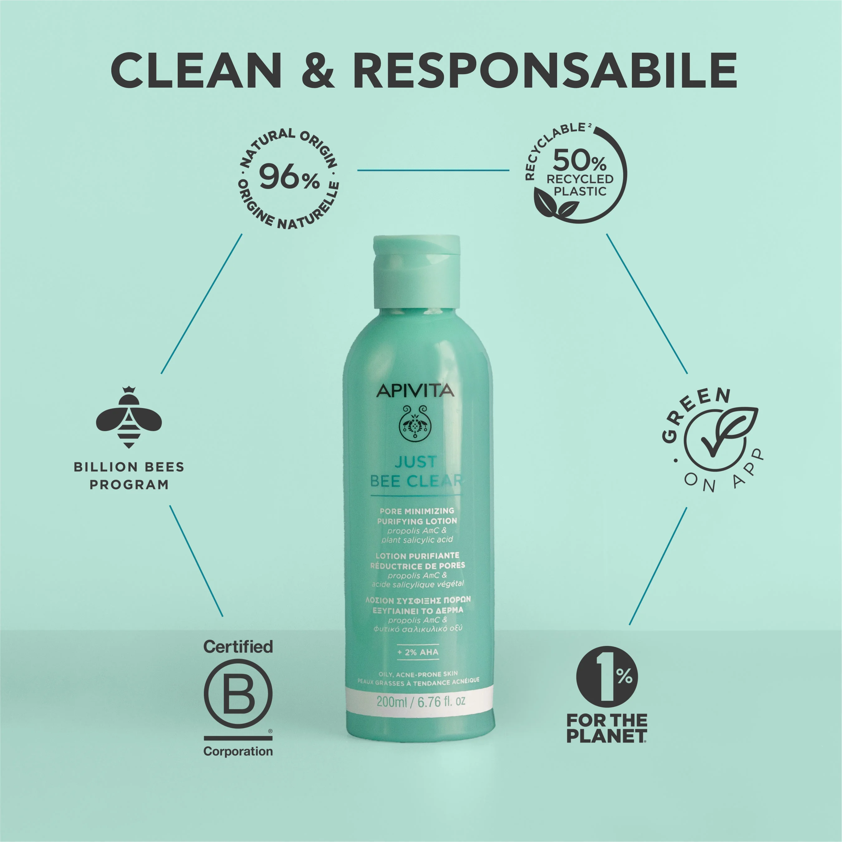 Apivita Just Bee Clear Lotion 200 ml Lozione Purificante