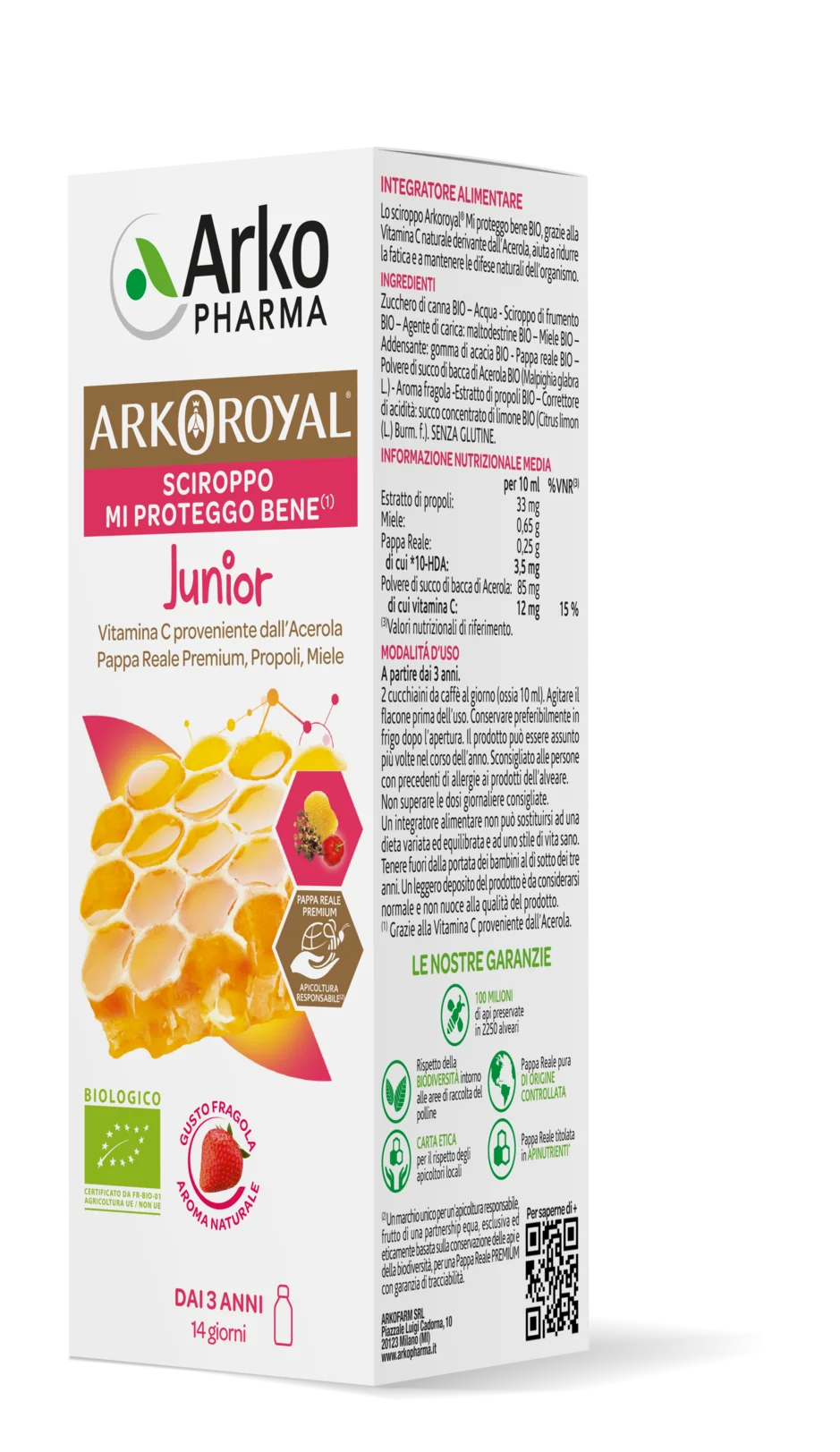Arkopharma Arkoroyal Mi Proteggo Junior Sciroppo Bambini 140 ml Miele, Pappa Reale e Vitamina C