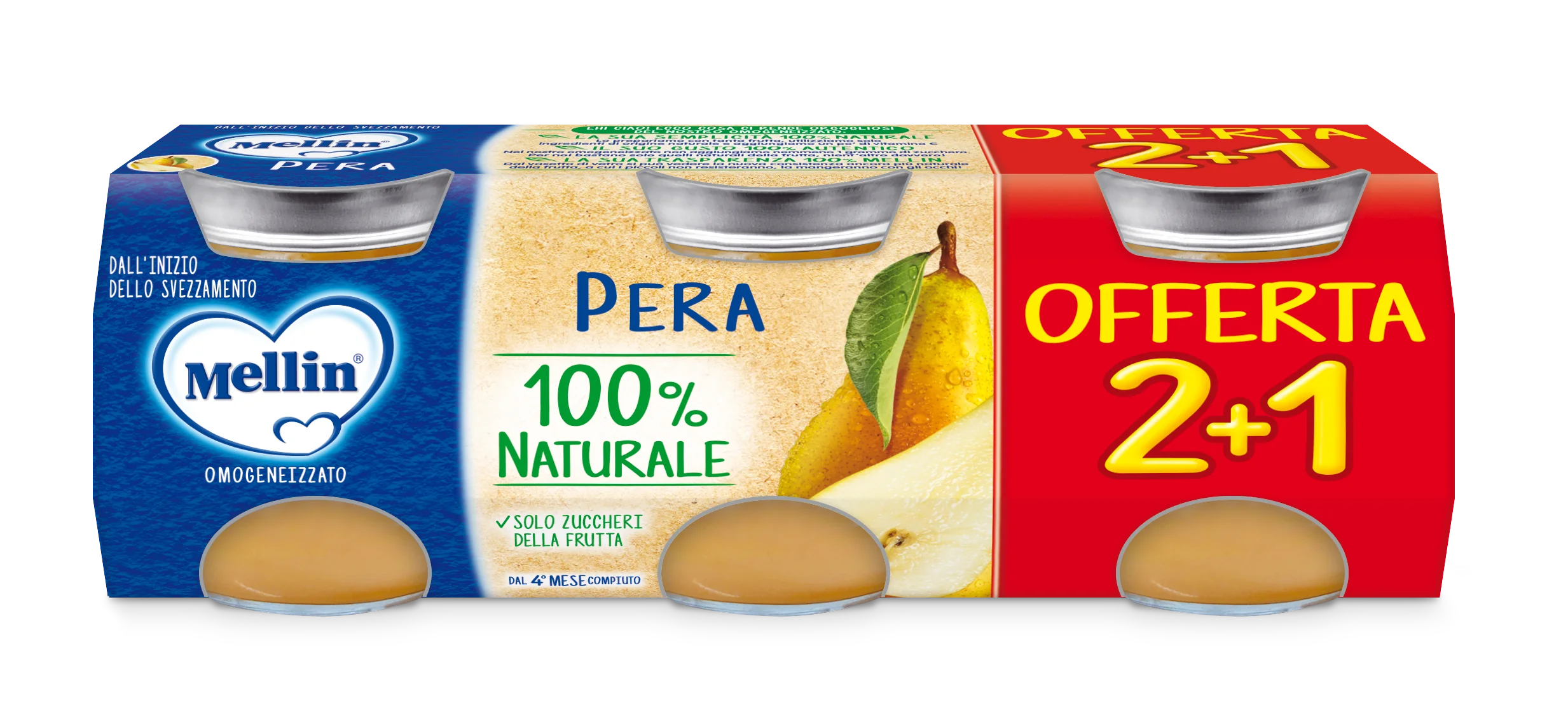 MELLIN OMOGENEIZZATO PERA 3 PEZZI DA 100 G Alimento per Infanzia