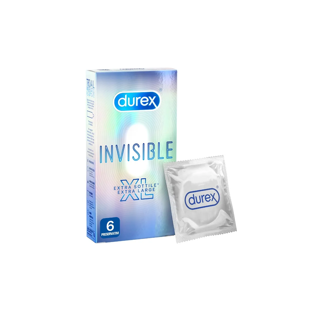 Durex Invisibile XL Extra Sottili Extra Large 6 Profilattici Maggiore Sensibilità