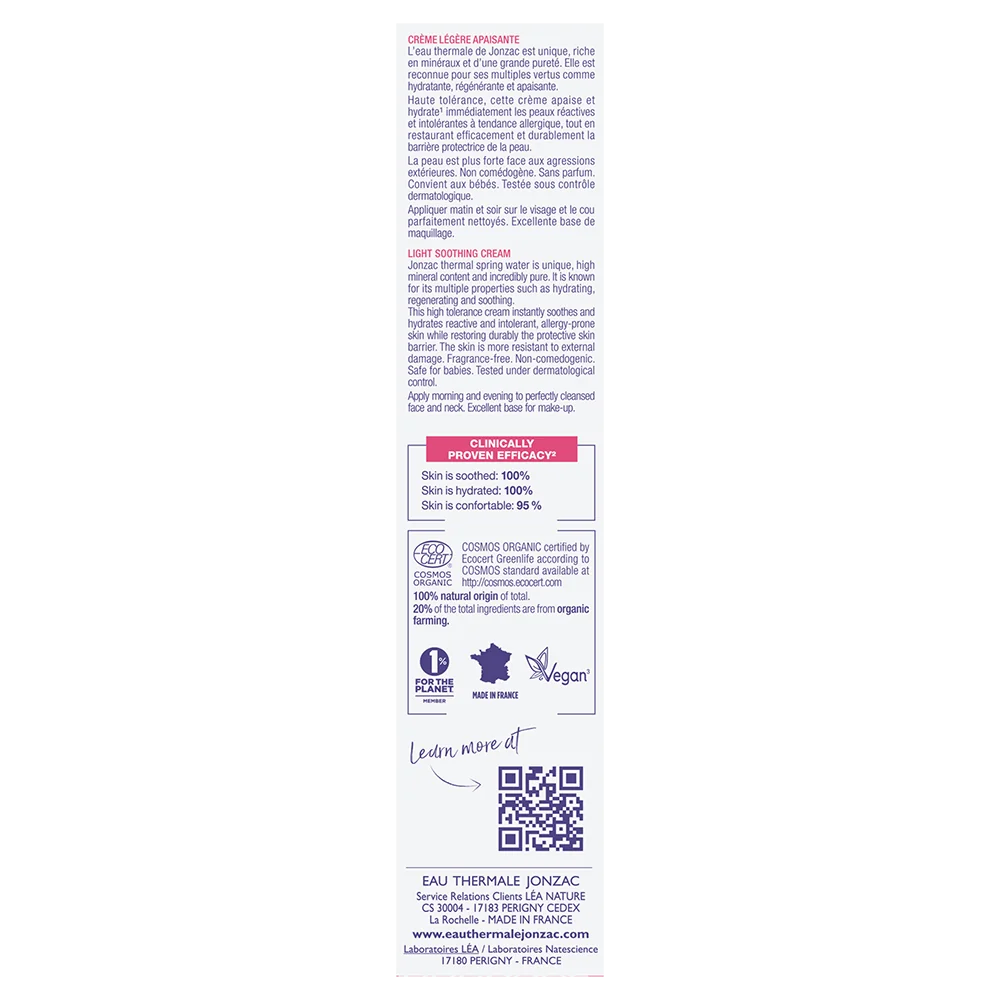 Jonzac Emulsione Leggera Alta Tolleranza Reactive 40 Ml Pelli Intolleranti a Tendenza Allergica