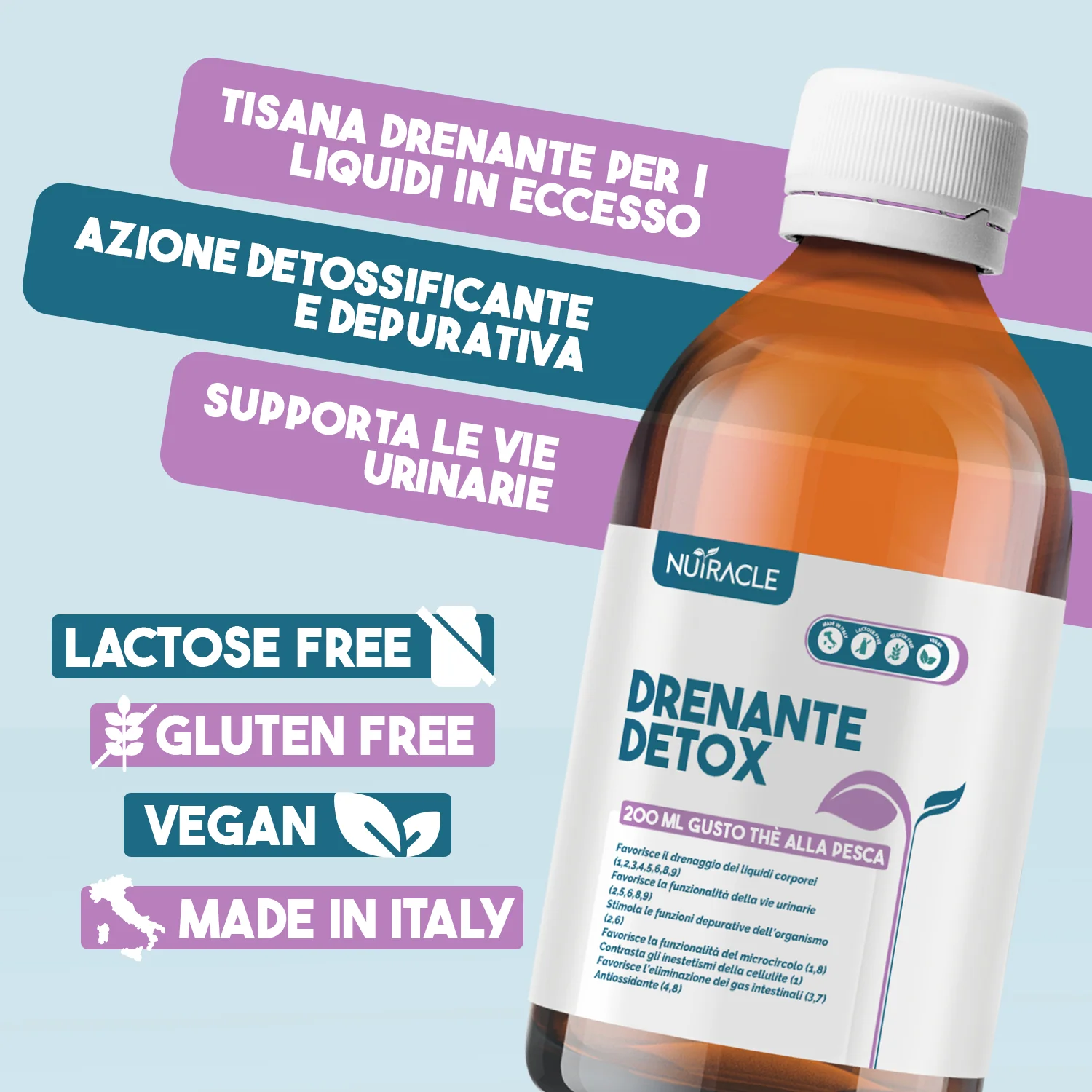 Nutracle Drenante Detox 200Ml Gusto Te Pesca