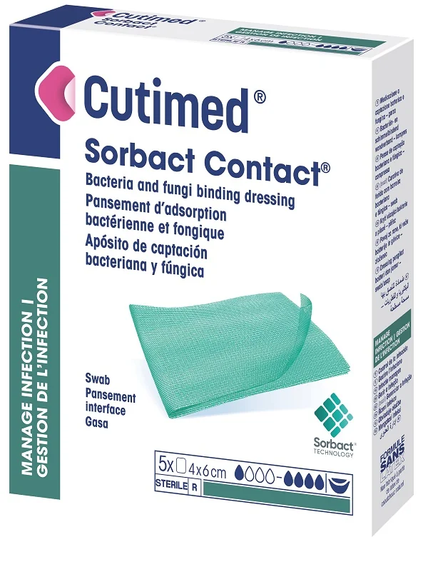 Medicazione Idrofobica Cutimed Sorbact Contact 4X6 Cm 5 Pezzi