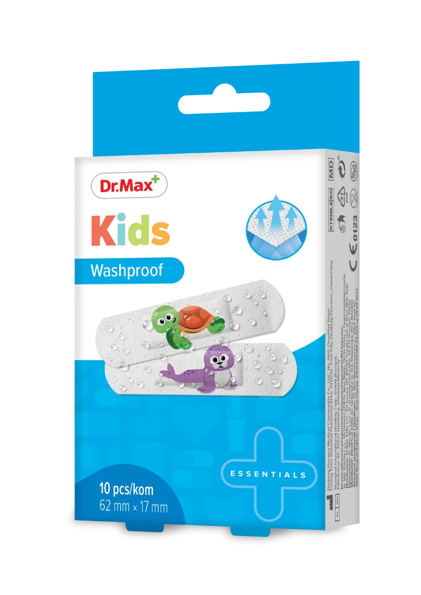Dr.Max Kids Washproof 62 x 17 mm 10 Pezzi Cerotti per Bambini