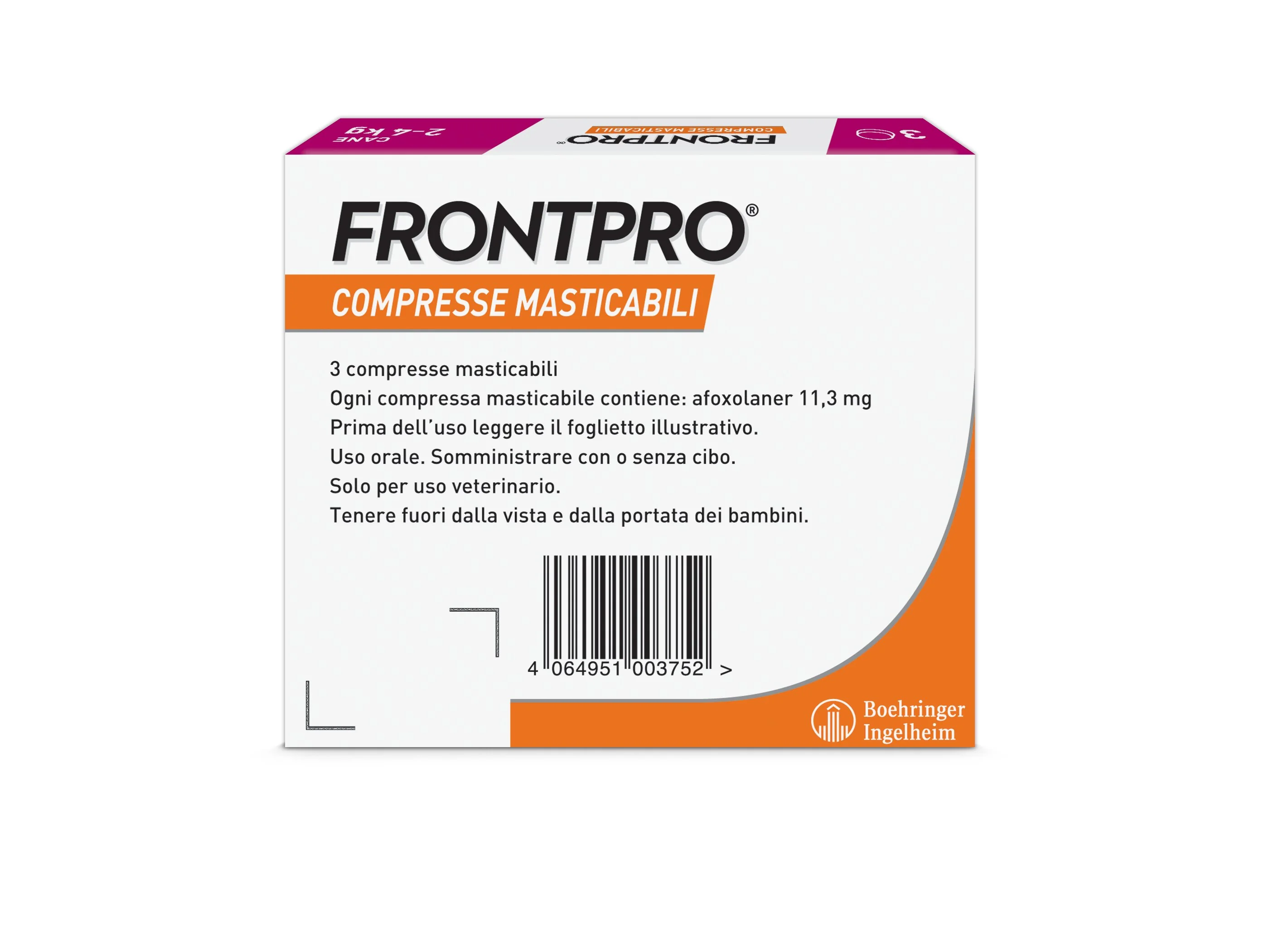 Frontpro X3 Compresse Masticabili Per Cani Contro Pulci E Zecche (2-4Kg)