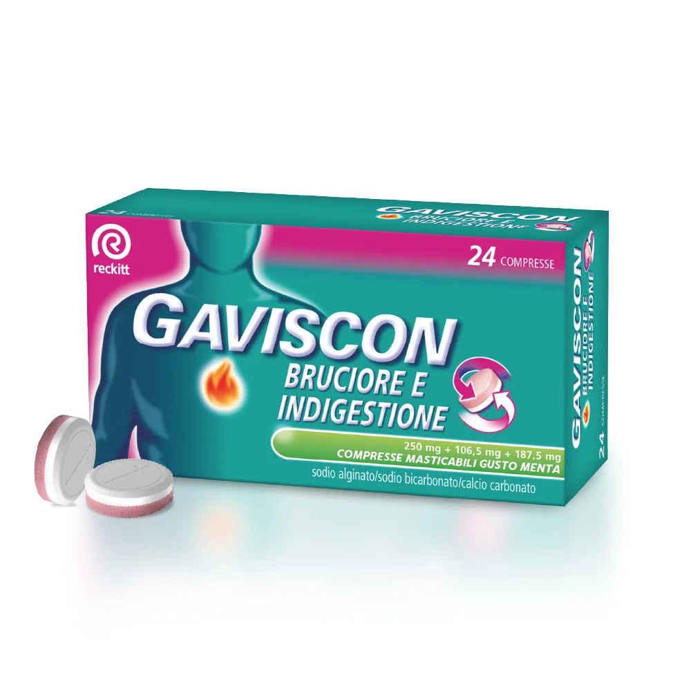 Gaviscon Bruciore E Indigestione 24Cpr Gusto Menta