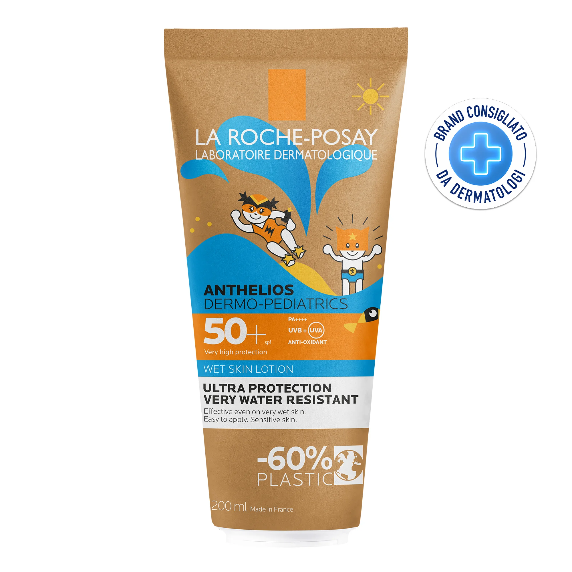 La Roche Posay Anthelios Gel Pelle Bagnata Bambino 50+ 200 ml Protezione Solare Alta