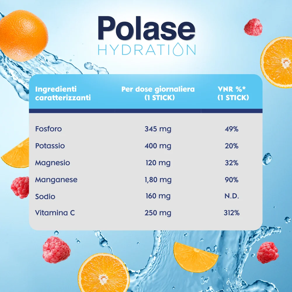 Polase Hydration Gusto Lampone 12 Bustine Integratore Energetico con Magnesio e Potassio