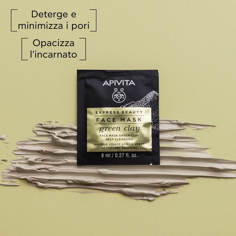 Apivita Express Green Clay 2 X 8 Ml Maschera Viso Detersione