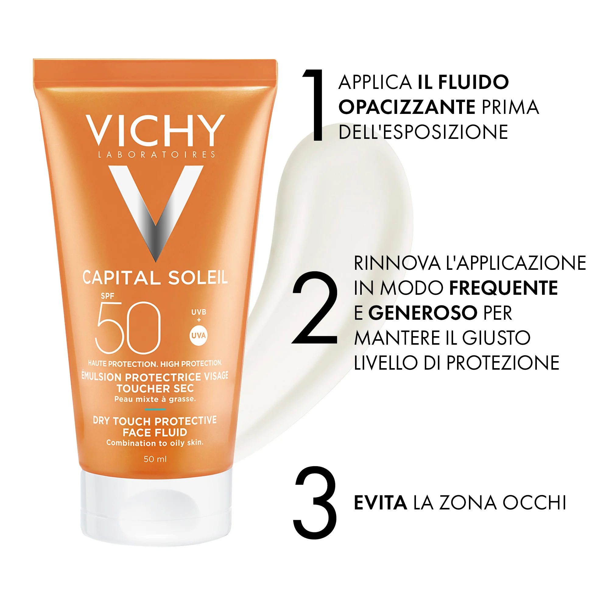 Vichy Idèal Soleil Emulsione Anti-lucidità Effetto Asciutto SPF 50 Pelle Grassa 50 ml
