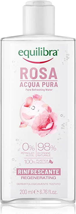 Equilibra Viso Kit Rosa Ialuronica Idratante Acqua Pura Rinfrescante 200 ml + Sapone Detergente 50 g + Crema Viso Idratante 75 ml