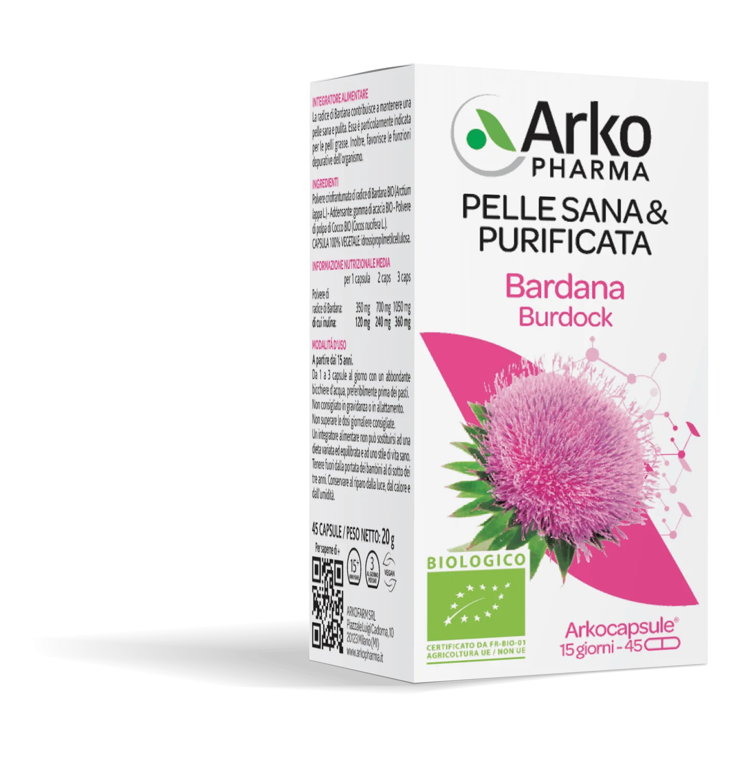 Arkopharma Bardana Integratore 45 Capsule Benessere Pelle