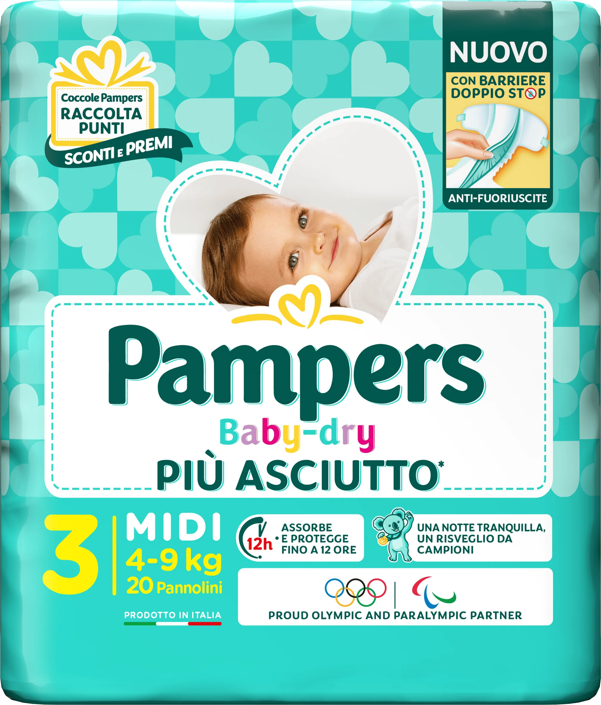 Pampers Baby Dry Pannolino Downcount Midi 20 Pezzi Taglia 3 (4-9 kg)