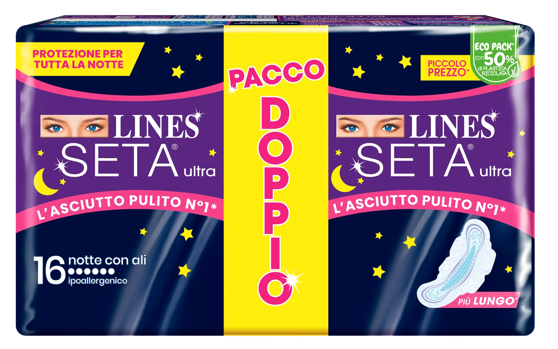 Lines Seta Ultra Assorbenti Notte Vp Dwct 16 Pezzi Ipoallergenici