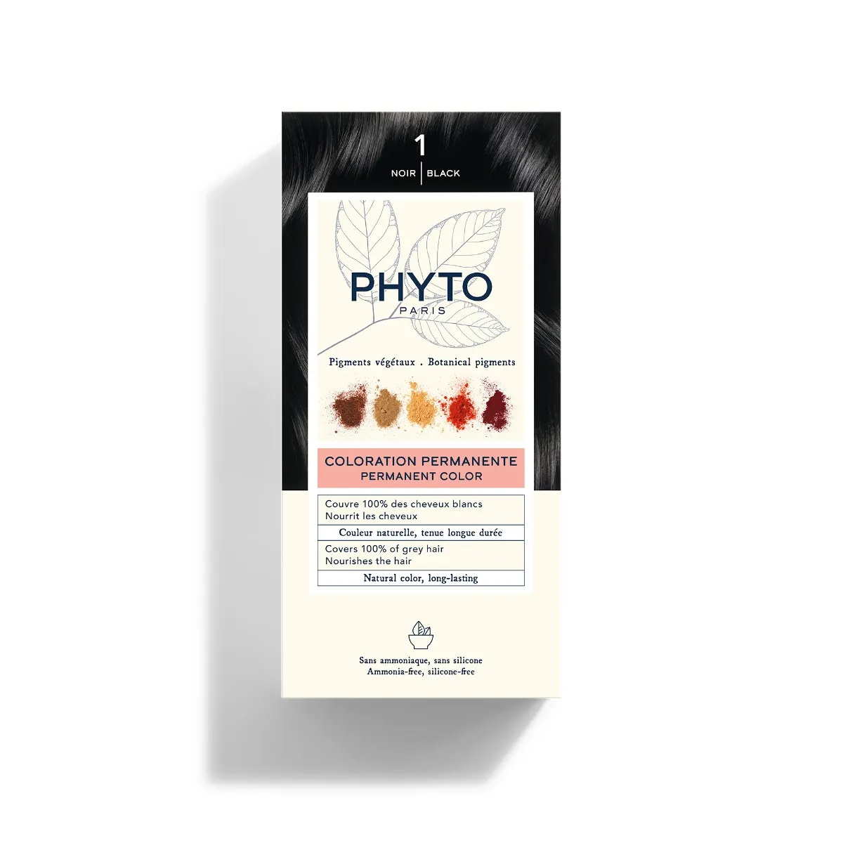 Phyto Phytocolor 1 Nero Colorazione Permanente Senza Ammoniaca 100% Copertura Capelli Bianchi