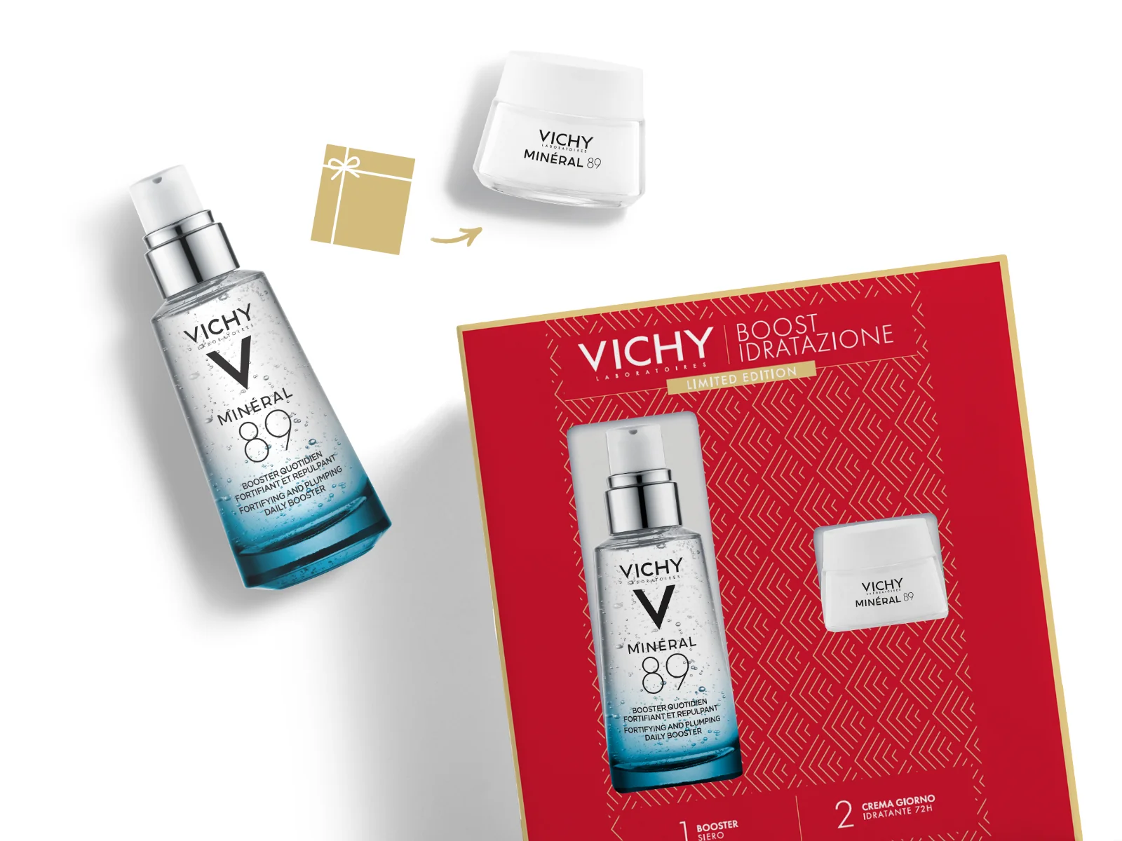 Vichy Cofanetto Mineral 89 Minéral 89 Booster Siero 50ml + Minéral 89 Crema 15ml