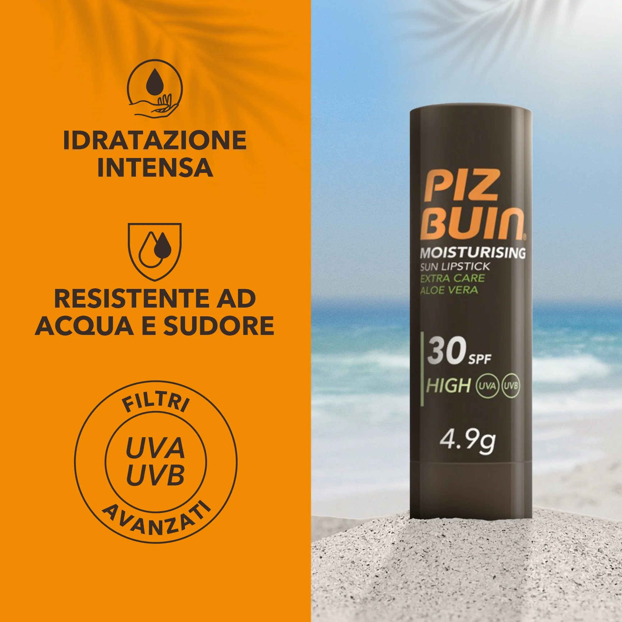 Piz Buin Moisturising Stick Solare Labbra SPF 30 4,9 g Filtro UVA/UVB