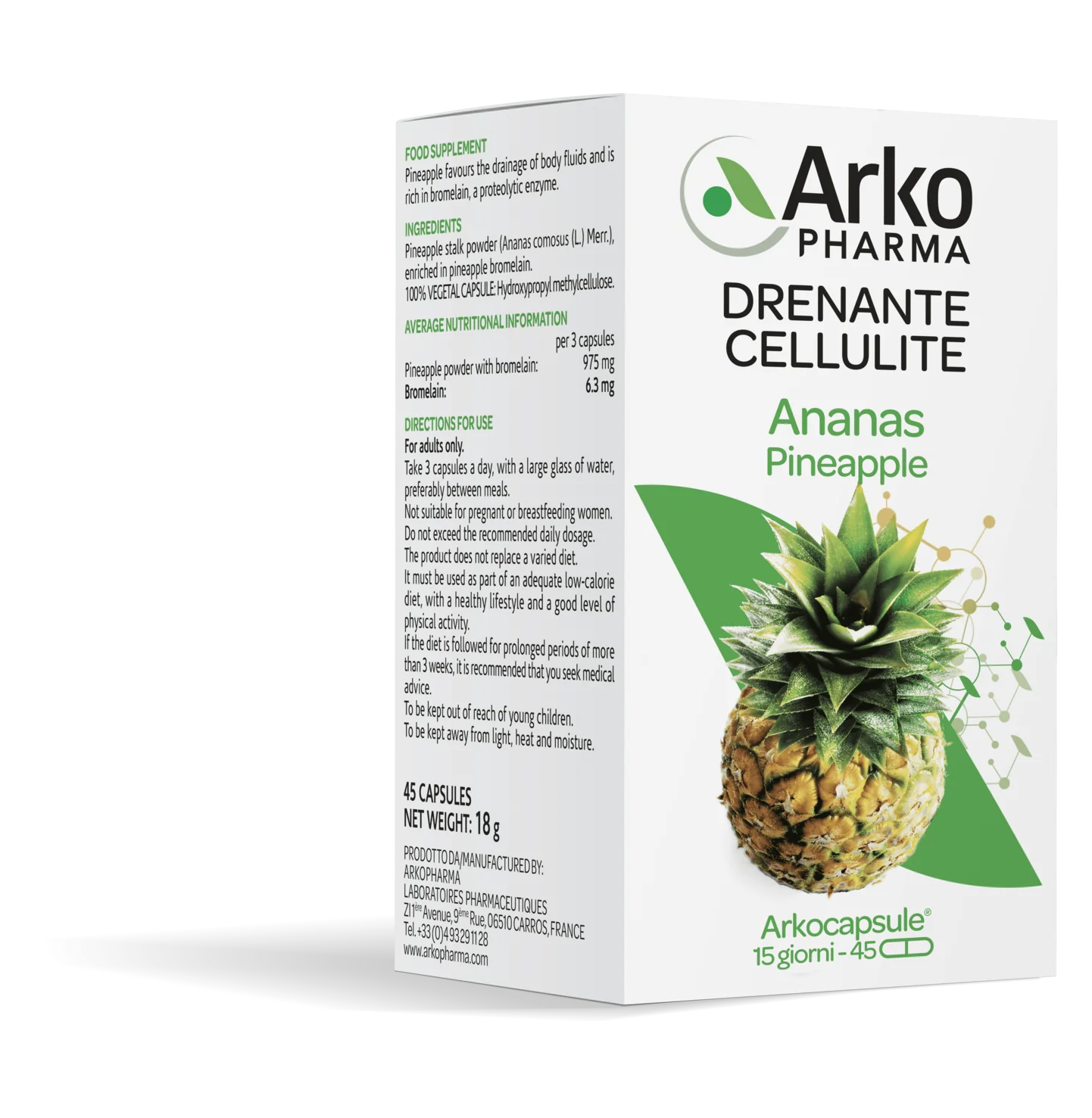 Arcopharma Arkocapsule Ananas 45 capsule Drenaggio dei liquidi corporei