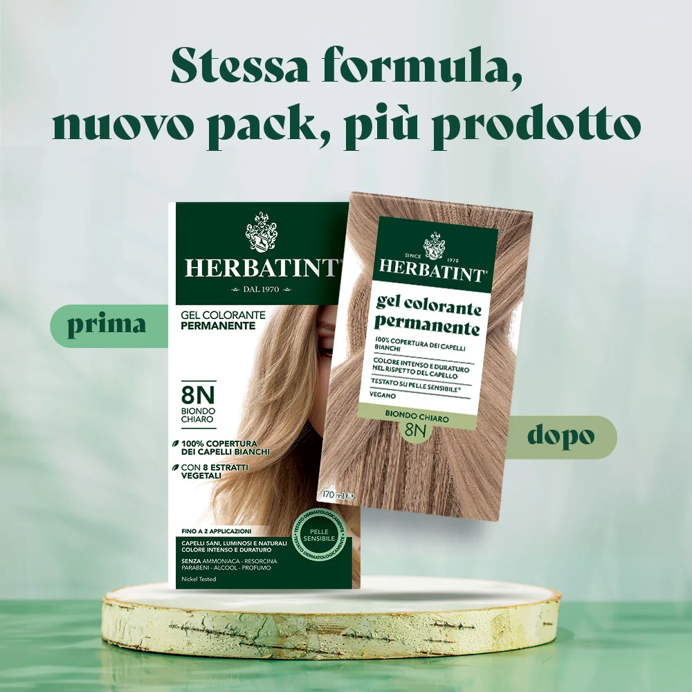 Herbatint Gel Colorante Permanente 8N Biondo Chiaro 170 Ml Colore Intenso e Duraturo