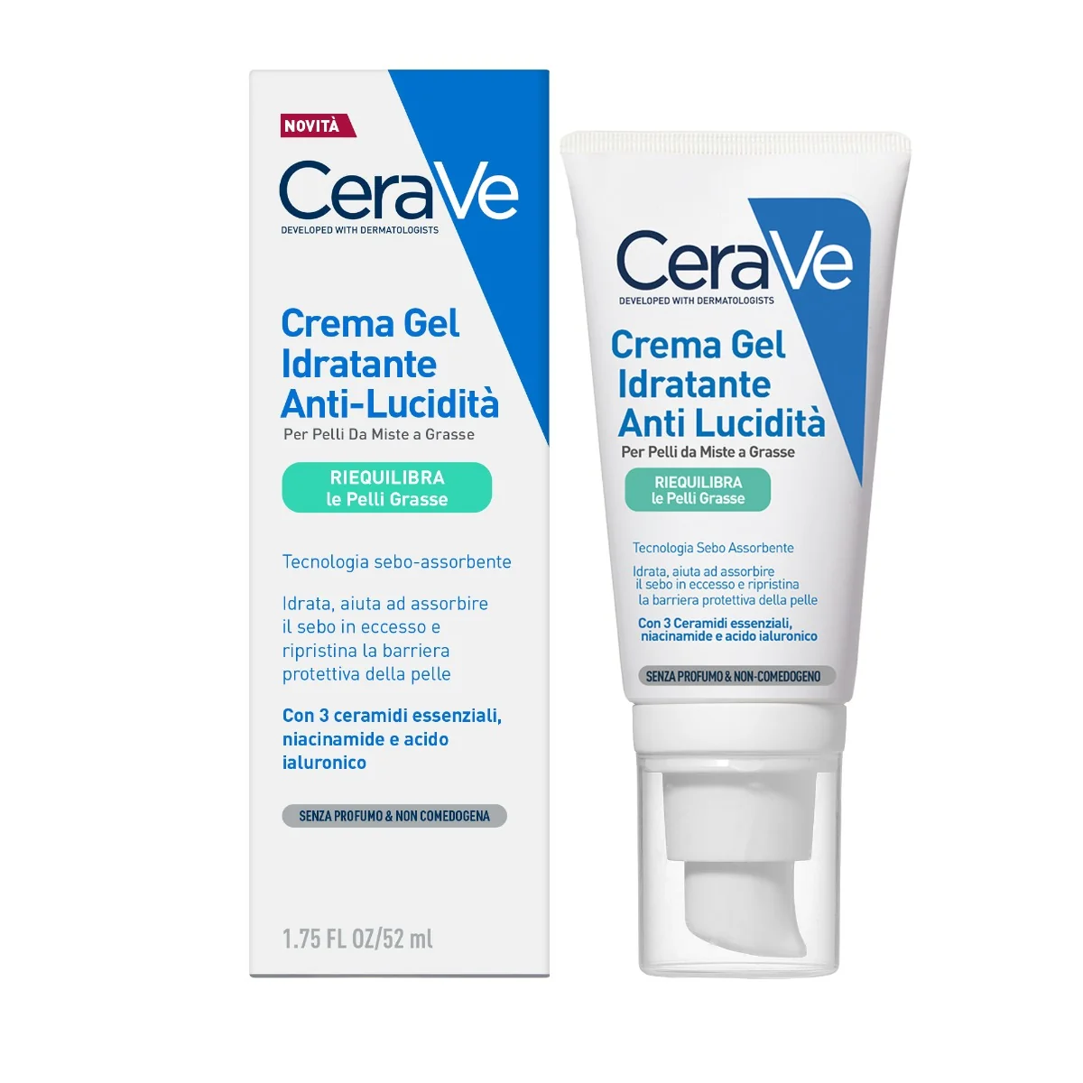 Cerave Crema Viso Idratante Mat 52 Ml Pelli da Miste a Grasse