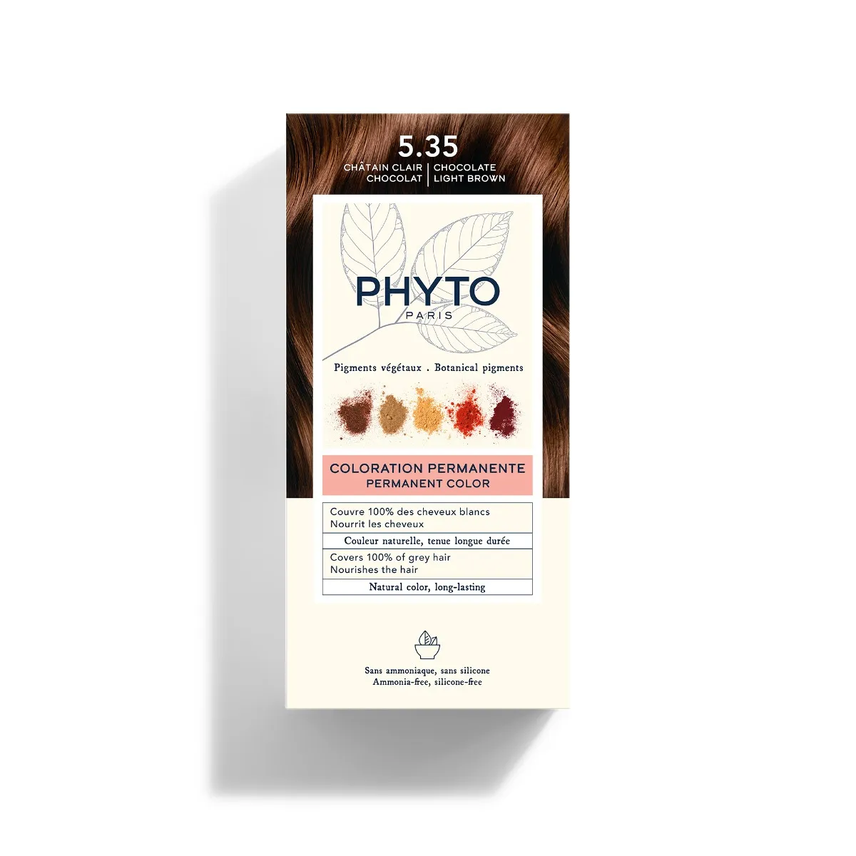 Phyto Phytocolor 5.35 Castano Chiaro Cioccolato Colorazione Permanente Senza ammoniaca 100% Copertura Capelli Bianchi