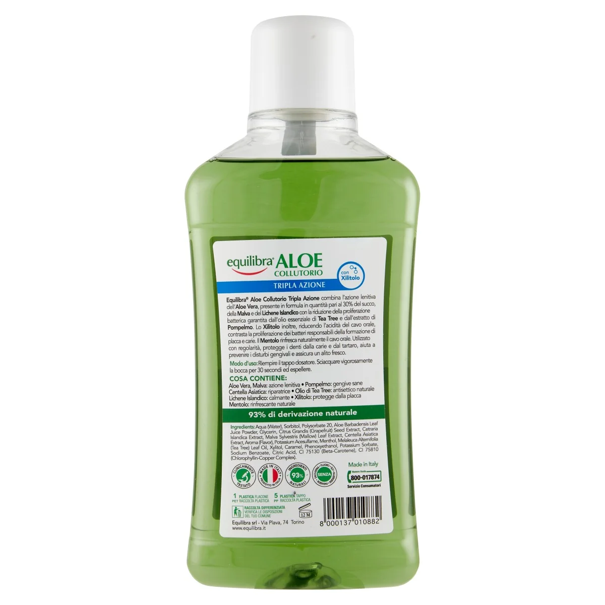 Equilibra Collutorio Aloe Tripla Azione Azione Lenitiva, Riparatrice e Rinfrescanre