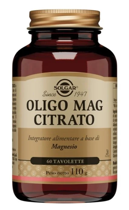 Solgar Oligo Mag Citrato Integratore di Magnesio 60 Tavolette Integratore Minerale