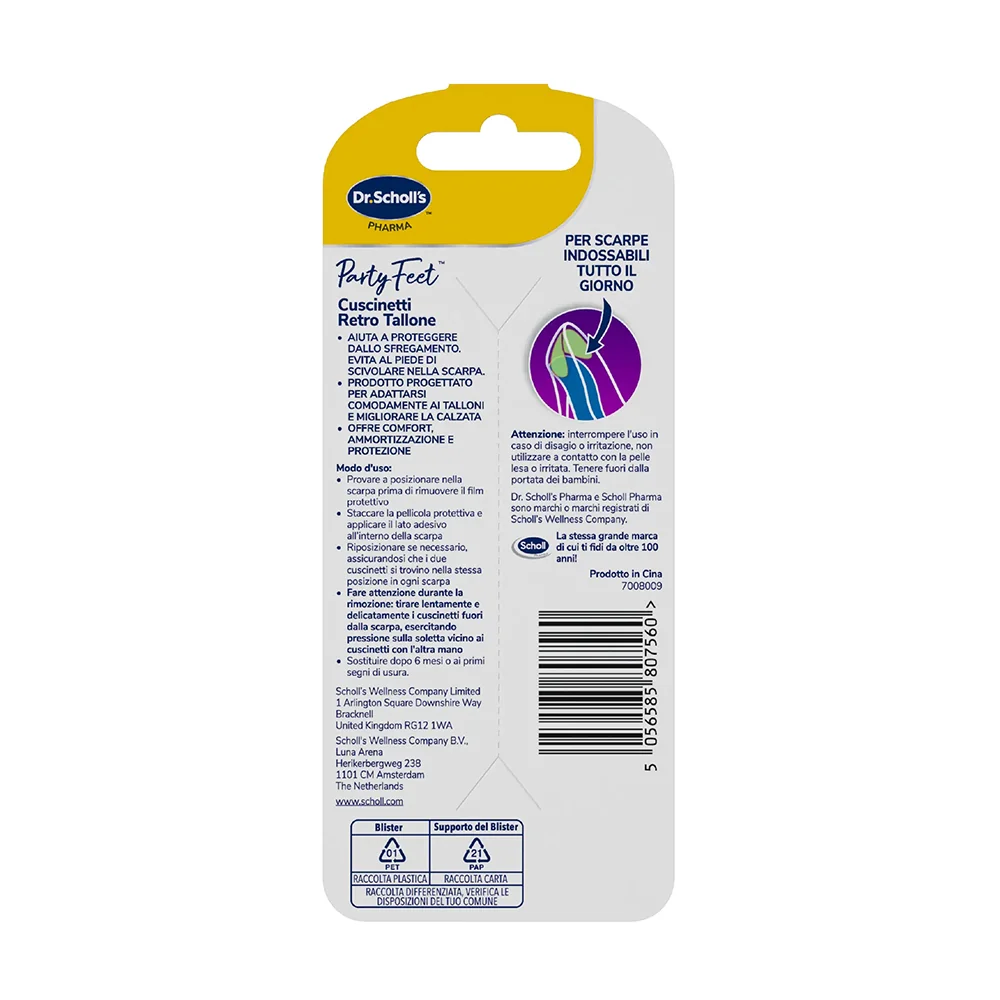 Scholl Party Feet Retro Tallone Solette in Gel Suolette per Tallone