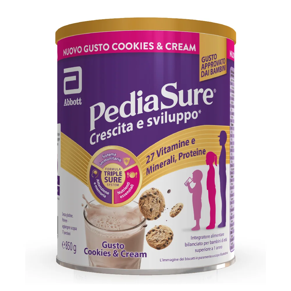 Pediasure Crescita E Sviluppo Integratore Multivitaminico Per Bambini Cookies&Cream 850 g Integratore per la Crescita