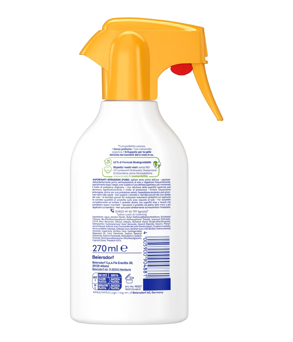 Nivea Sun Kids Sensitive& Protect Spf50+ 270 ml Spray solare pelle sensibile