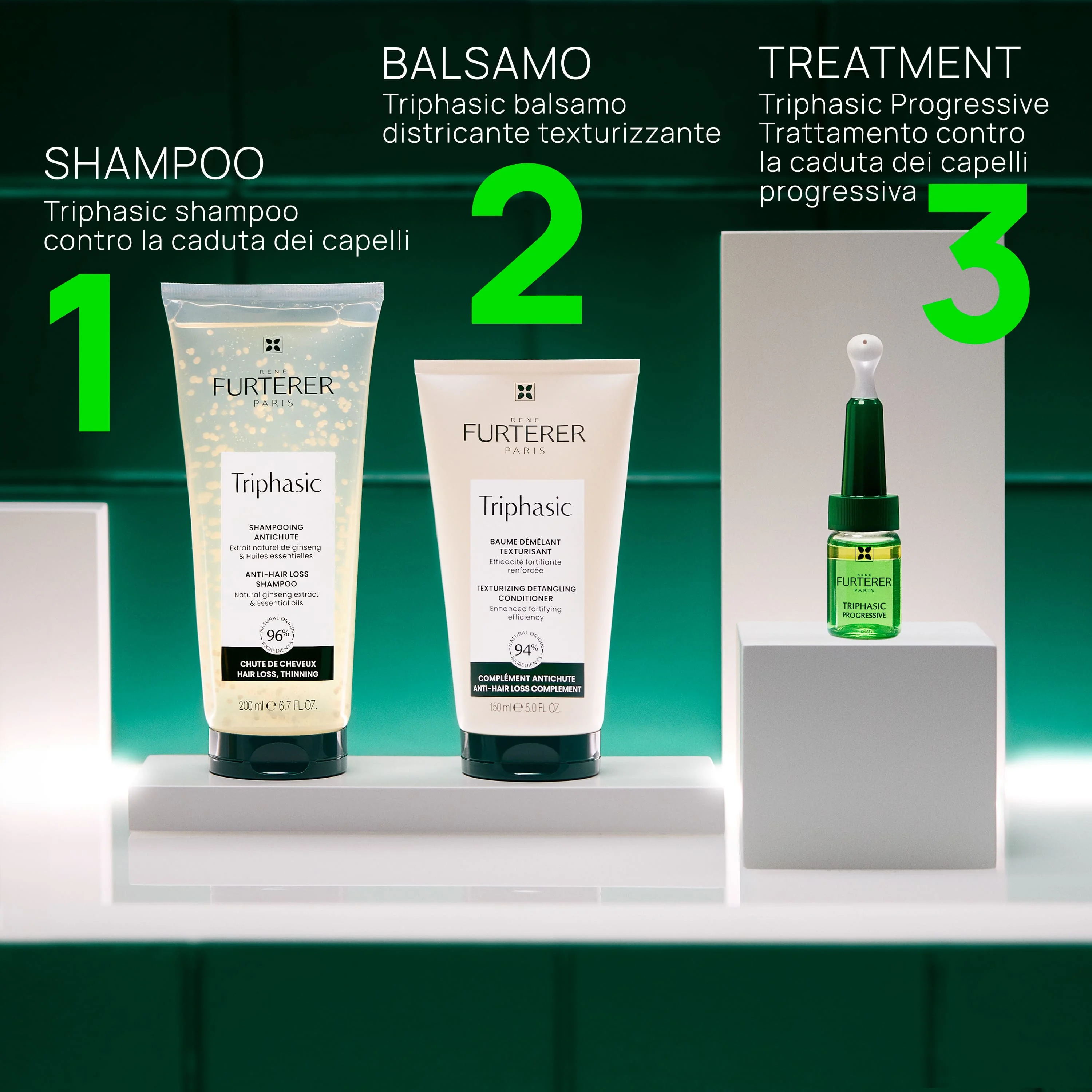 René Furterer Triphasic Progressive Trattamento Progressivo Contro la Caduta dei Capelli 8 Unità Anticaduta