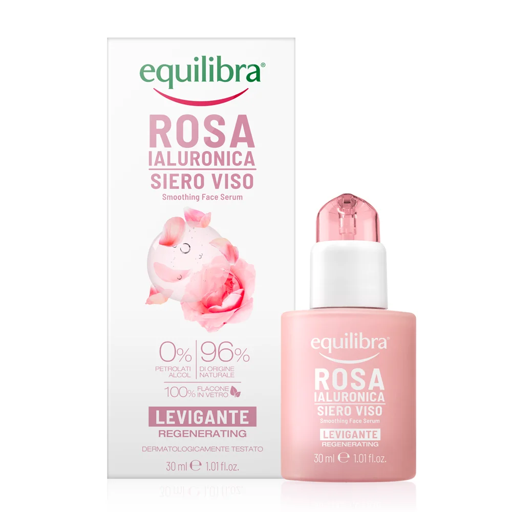 Equilibra Rosa Ialuronica Siero Viso Levigante 30 Ml Azione Tonificante e Antiossidante