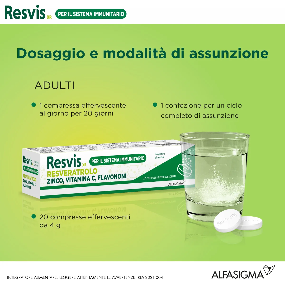Resvis XR 20 Compresse Effervescenti Integratore per Sistema Immunitario