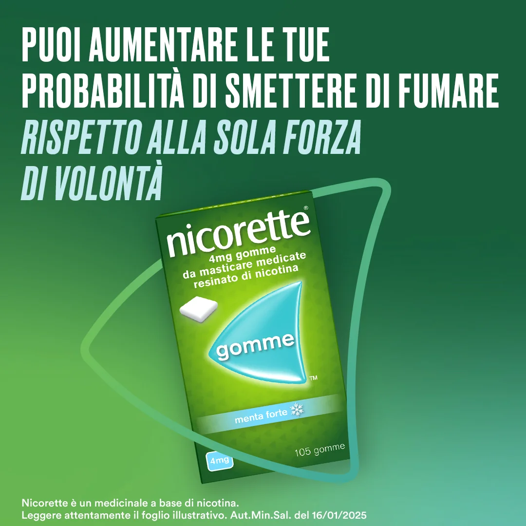 Nicorette 4 Mg Gusto Menta Forte 105 Gomme Masticabili Per Smettere di Fumare