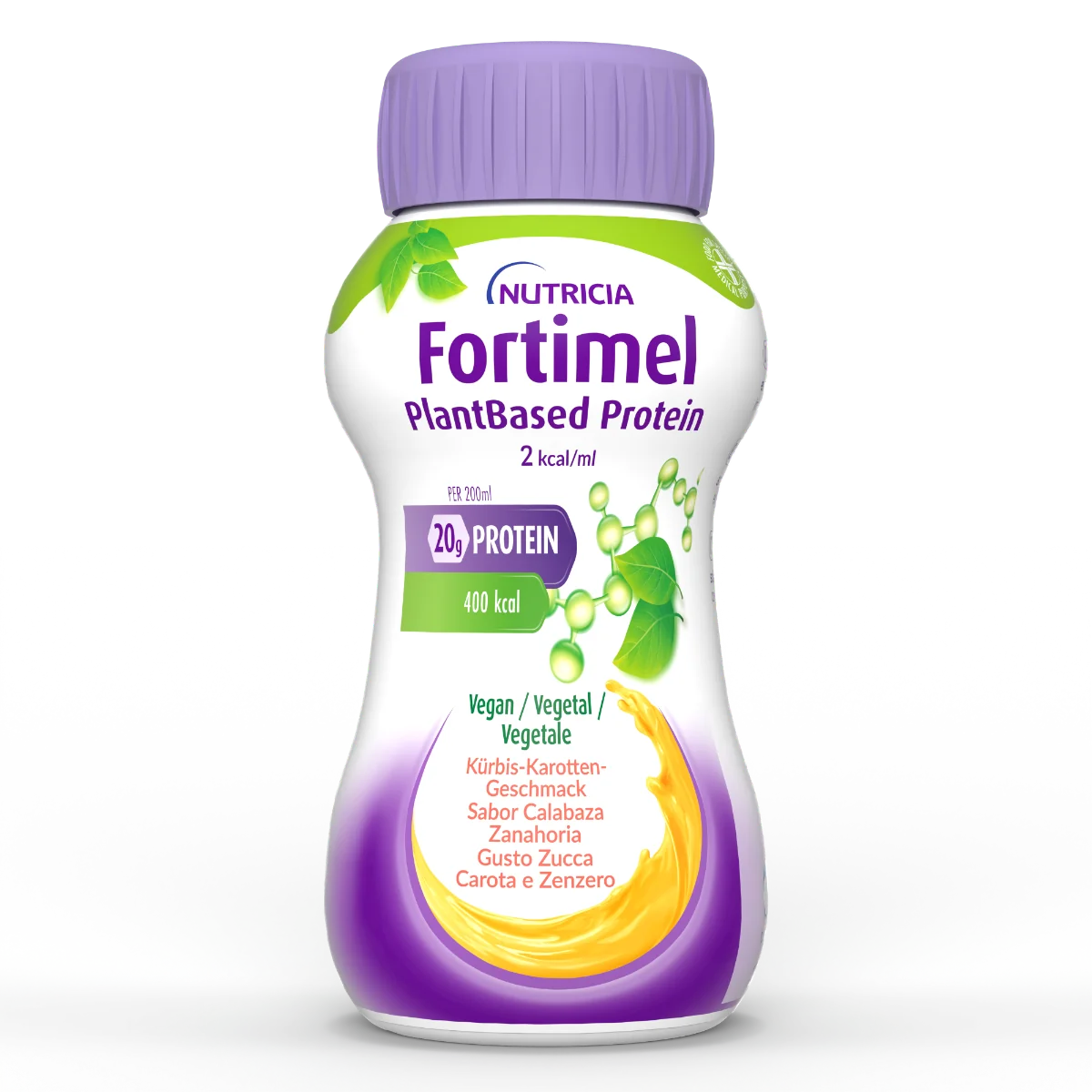 Nutricia Fortimel Plantbased Protein, Zucca/Carota/Zenzero, 4x200ml Integratore Iperproteico
