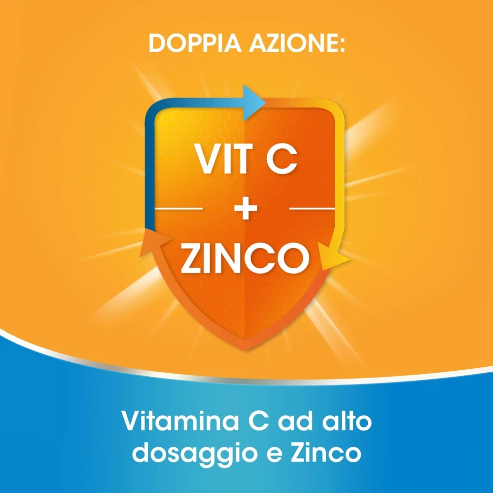 Redoxon Doppia Azione Gusto Arancia e Mandarino 15 Compresse Effervescenti Integratore di Vitamina C e Zinco