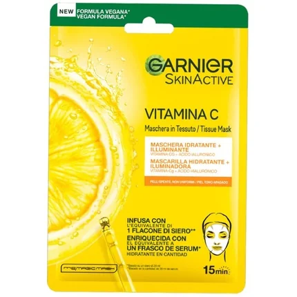 Maschera Tessuto Garnier Vitamina C 28g Illuminante e Con Vitamina C