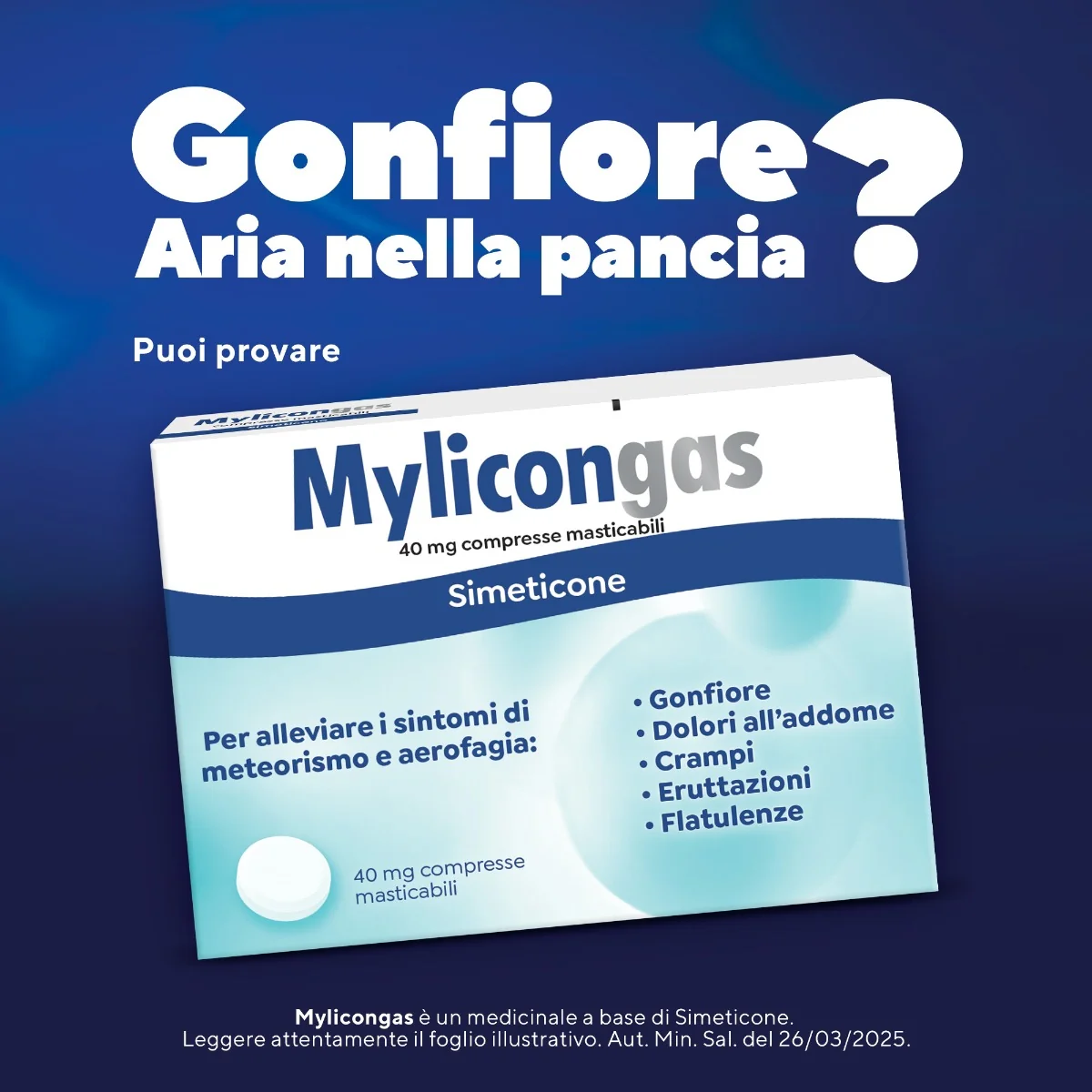 Mylicongas Aerofagia 50 Compresse Per Gonfiore Addominale