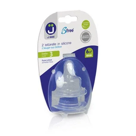 J Bimbi Bfree Classic/Glass/Me 2 Tettarelle in Silicone Flusso 3 Da 6 Mesi