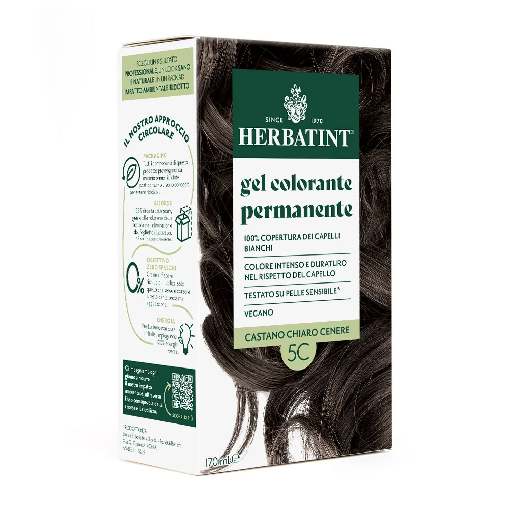 Herbatint Gel Colorante Permanente 5C Castano Chiaro Cenere 170 Ml Colore Intenso e Duraturo