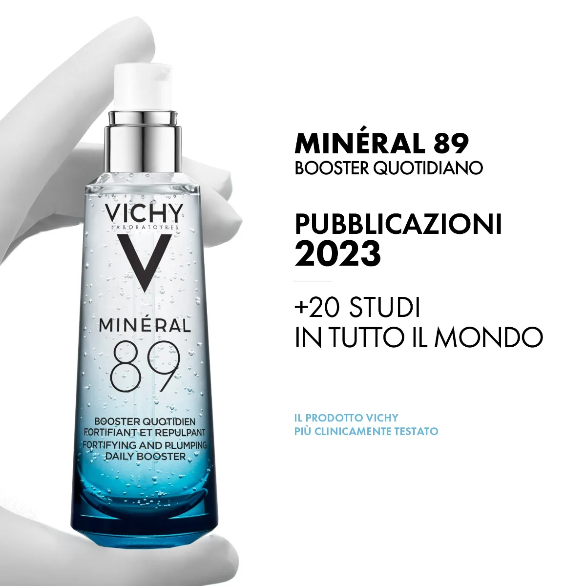 Vichy Mineral 89 Booster 75 ml Fortificante e Rimpolpante Viso con Acido Ialuronico