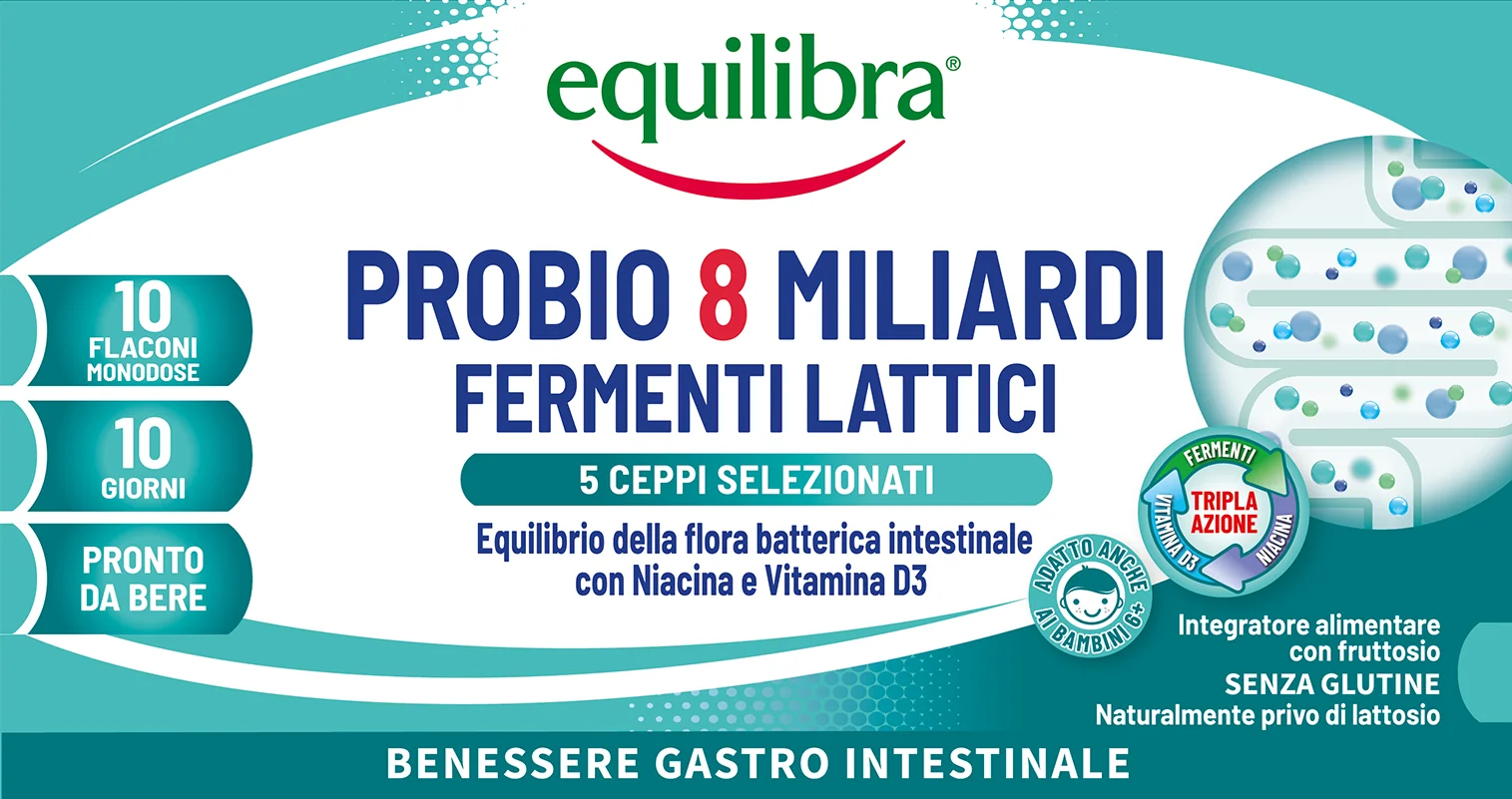 Equilibra Probio 8 Miliardi 10 Flaconcini Intestino in equilibrio