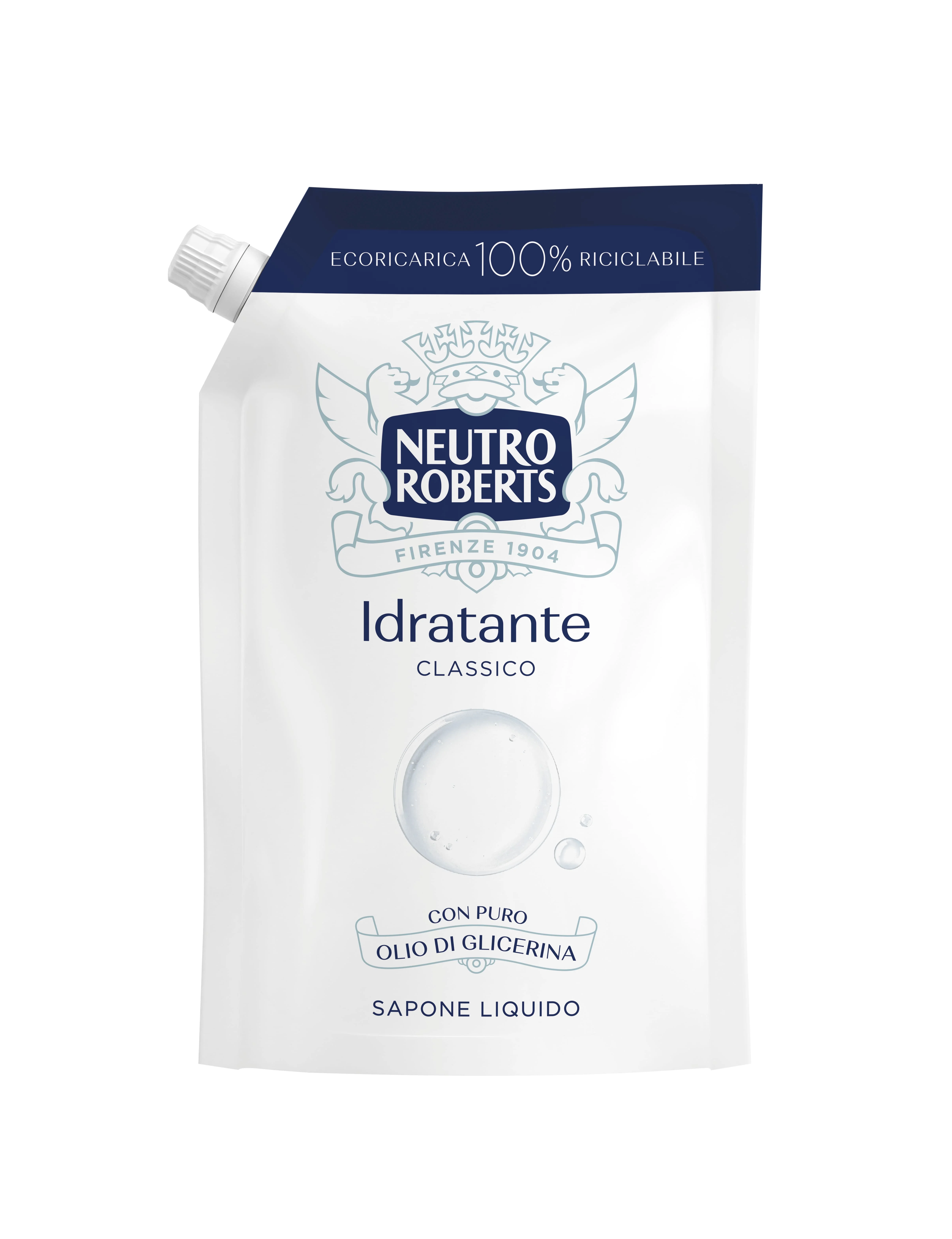 Neutro Roberts Sapone Liquido Ecopouch Idratante 400 ml Con Glicerina di Origine 100% Naturale